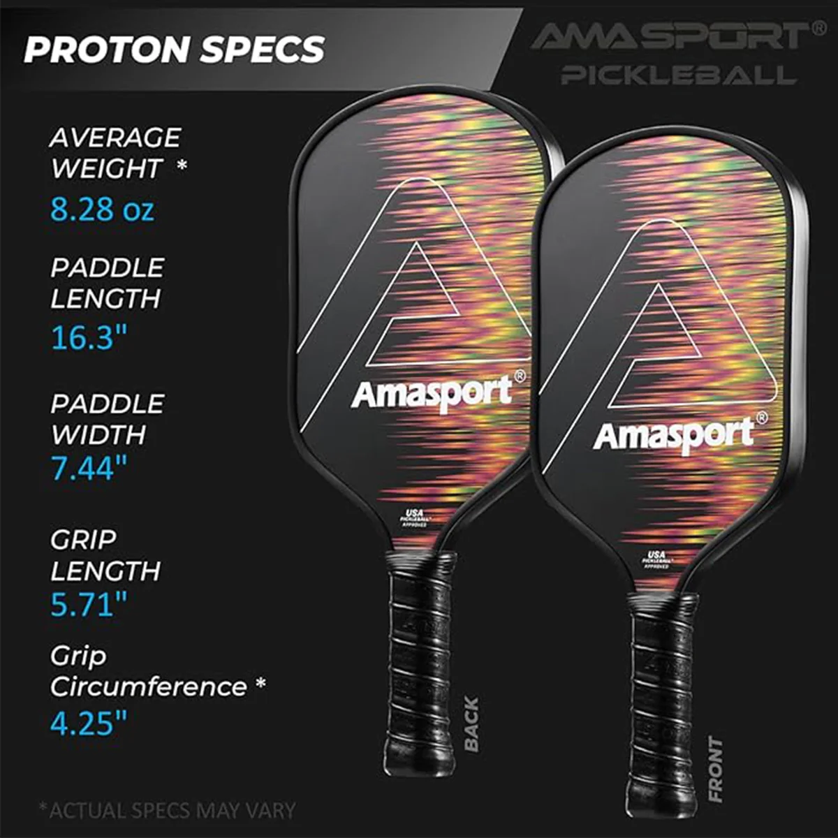 AMASPORT paletas Pickleball, superficie De fibra De carbono Popular, núcleo De nido De abeja De polímero, Pala De Pádel para entrenamiento deportivo