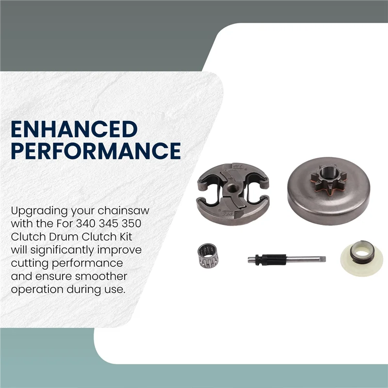 

For Husqvarna 340 345 350 Clutch Drum Clutch Kit Chainsaw Clutch Set Clutch Sprocket Drum Needle Bearing Oil Pump Gear