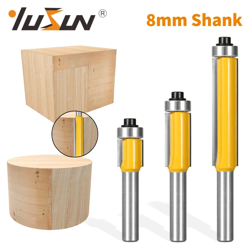 YUSUN 8MM Shank Flush Trim Bit Router Bit Woodworking Milling Cutter For Wood Bit Face Mill Carbide Cutter End Mill