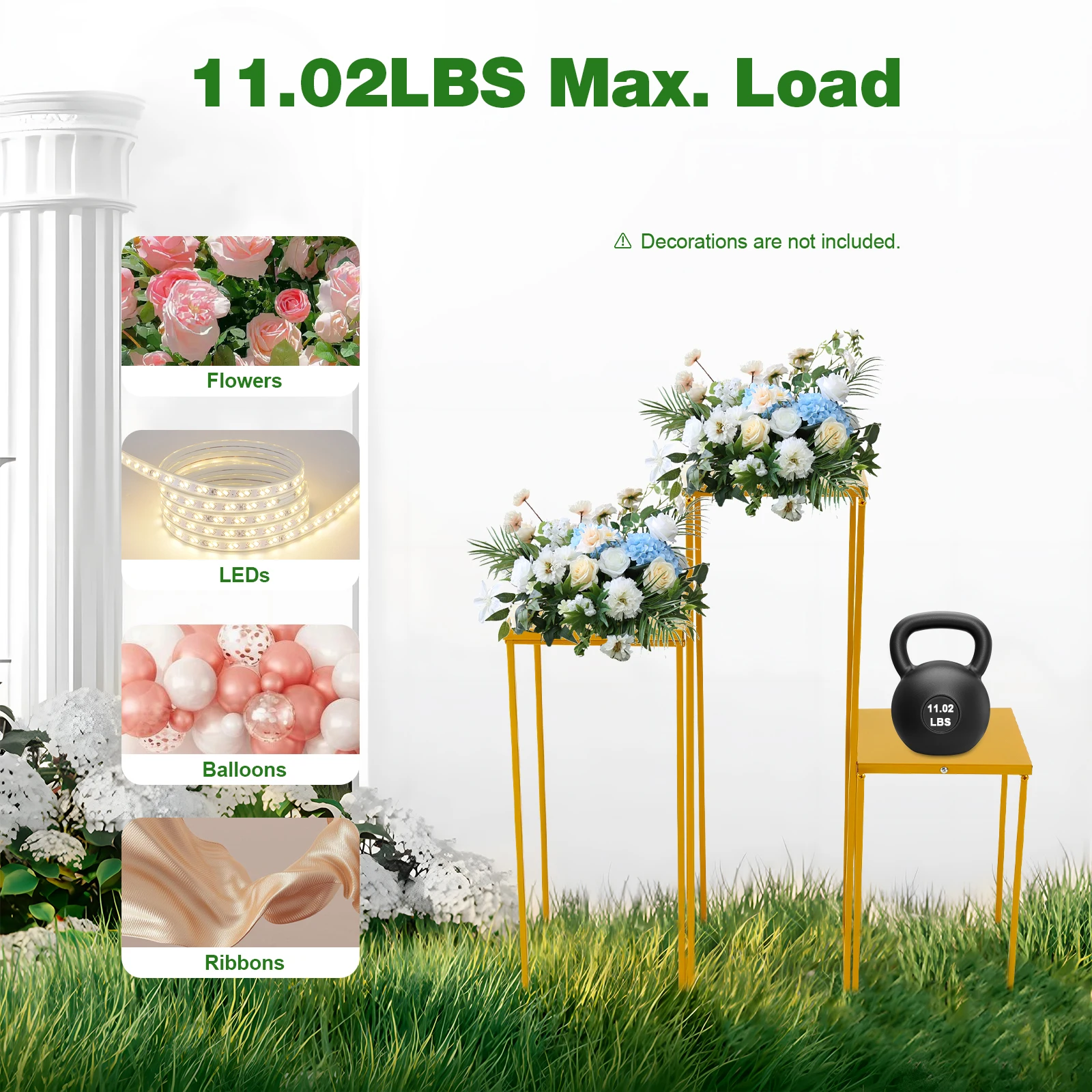 

3Pcs Elegant Gold Plant Stands, Rustproof & Waterproof, Perfect for Home Decor, Office, Wedding Props, Gift Set,Multi-Use Design