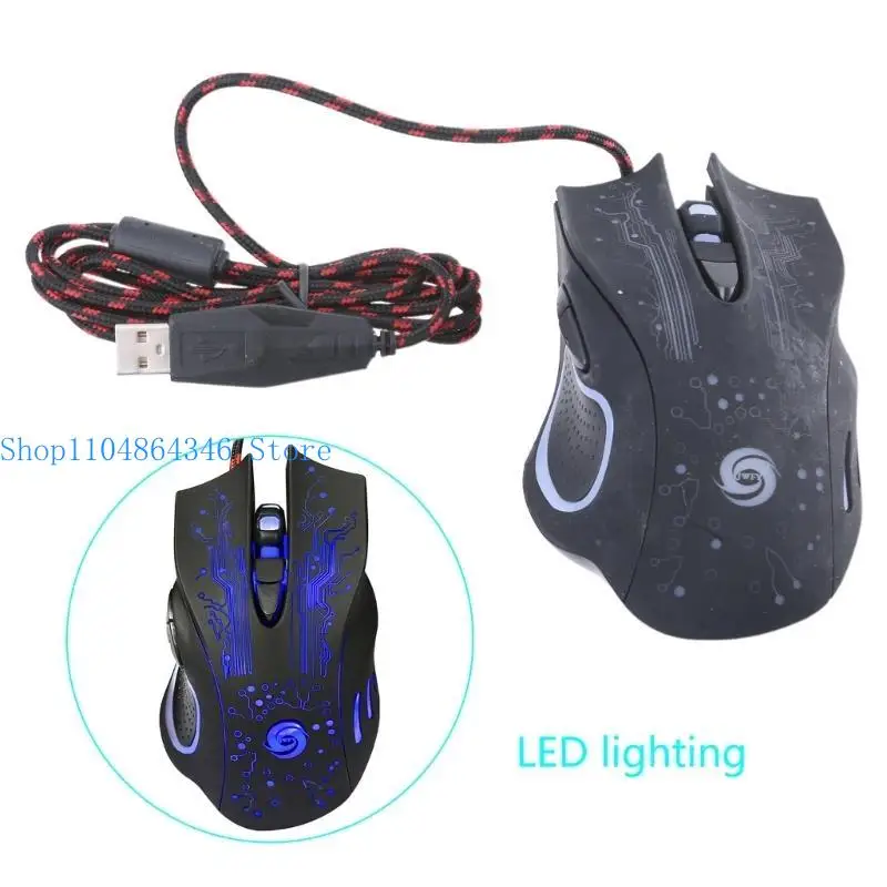 Gamer Gaming Mouse 3200DPI Adjustable Wired Optical LED Computer Mice USB Cable Silent Ergonomics Design Mause