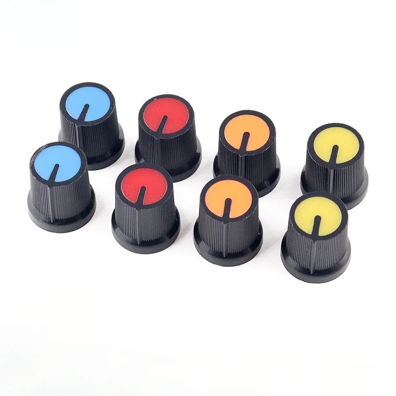 

1000PCS WH148 AG3 Potentiometer Knob Cap AG3 Plastic Knob For Diameter 6mm Plum Handle Yellow Orange Blue White Red *200PCS=1000