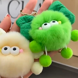 Cartoon Cute Bow Briquette Elf Doll Pendant Keychain Cute Cross-eyed Bow Fur Ball Doll Key Ring Toy
