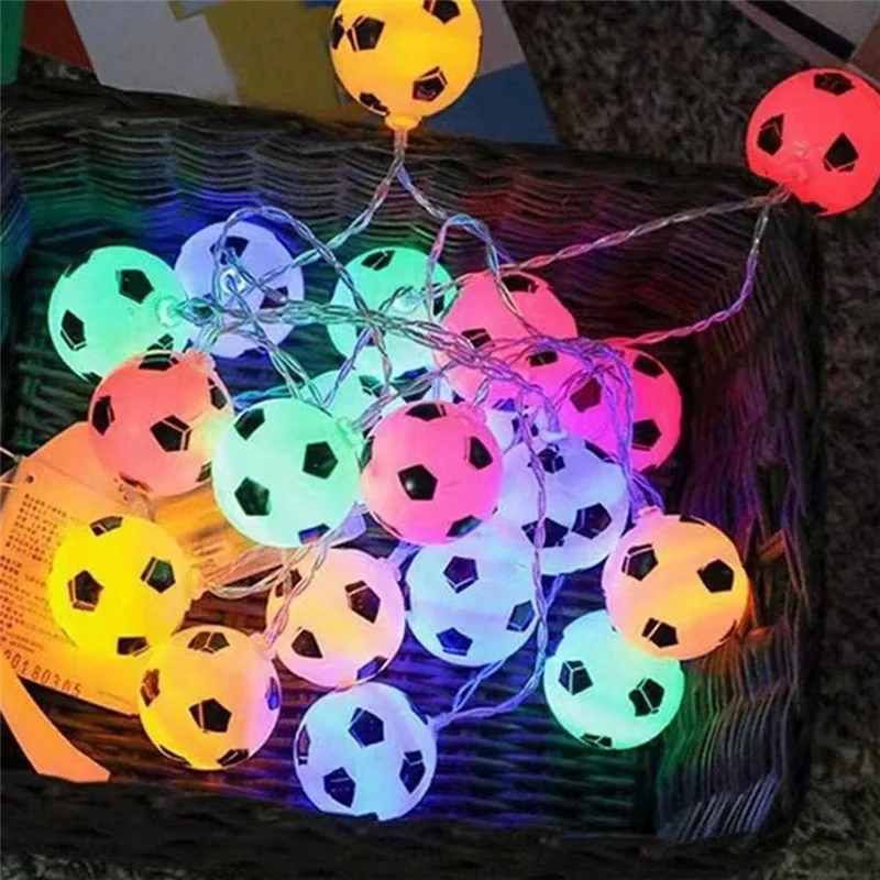 Soccer Balls String Lights 10 LED Football Garland Lights Bedroom Home Wedding Party Christmas Decorative Lights White image 3