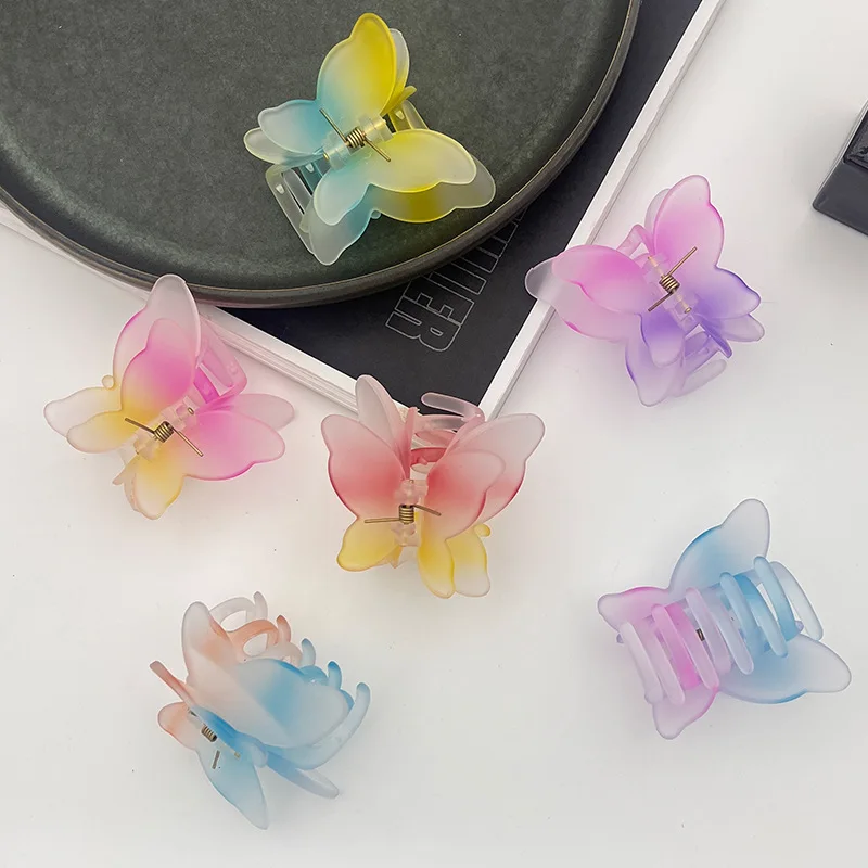 Butterfly Hair Clip Two-color Gradient Hairpin For Girls Ponytail Shark Clips Cute Hair Jewelry Party Headpiece Fashion Tiaras