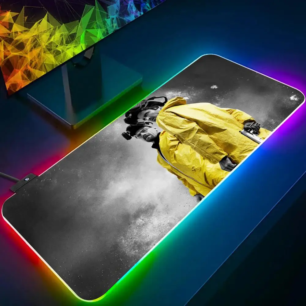 TV For B-Breaking B-Bad MINISO Mouse Pad RGB Glow Personality Picture Custom PC Table Mat Carpet Mat Game Player Dedicated LED