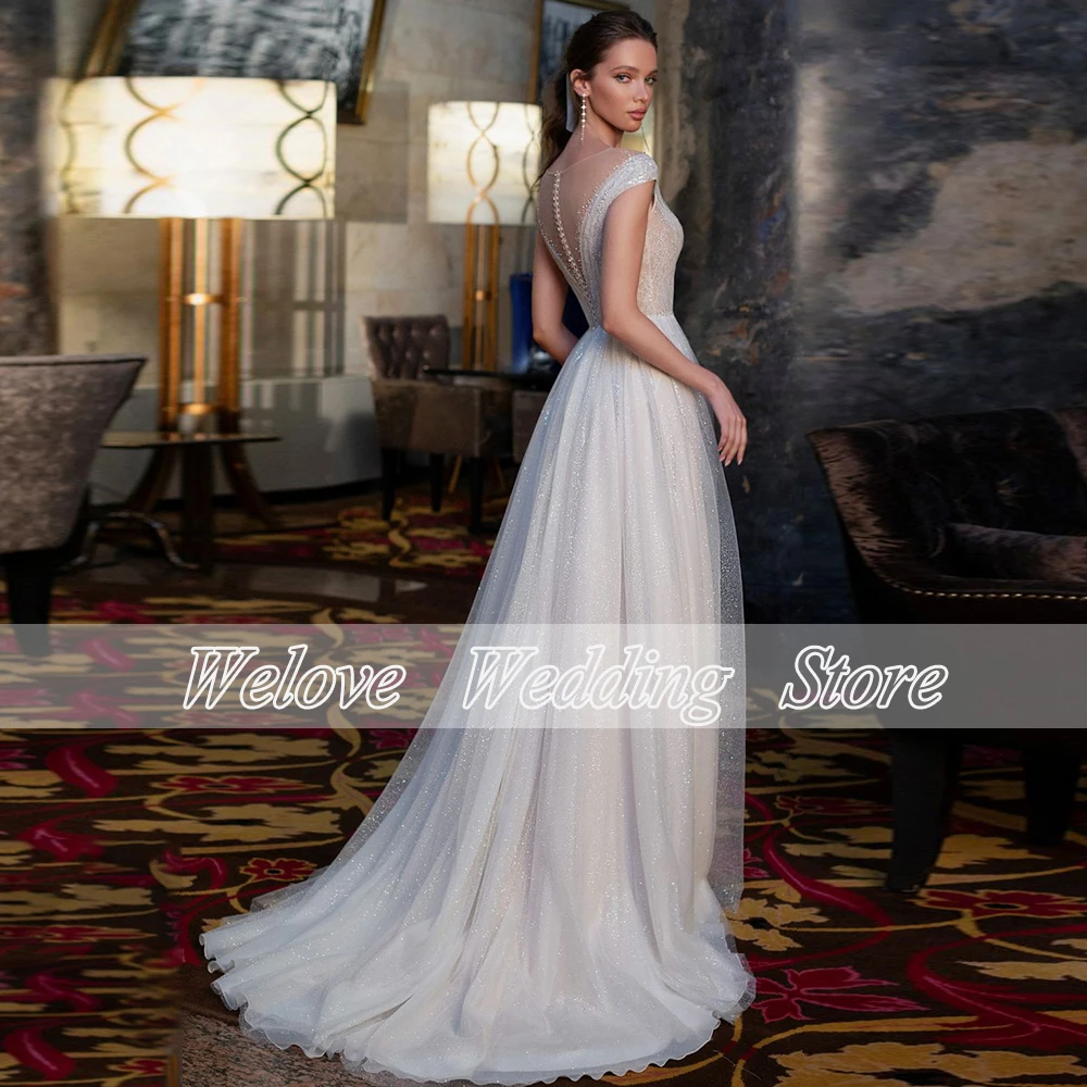 Vestido de novia de sirena de encaje Vintage, con mangas largas, escote en V, botones en la espalda, forma romántica, longitud hasta el suelo, blanco