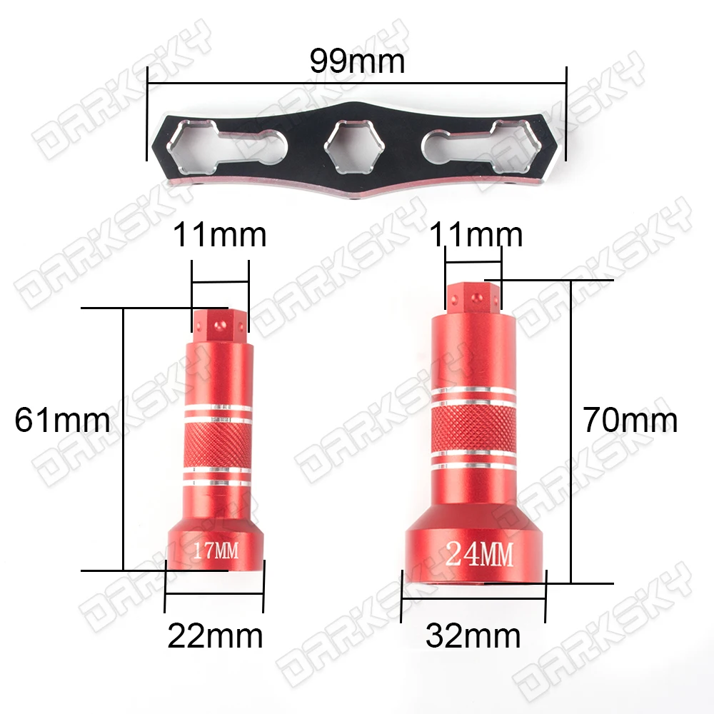 PYFORE 17MM And 24MM Wheels Hex Wrench Tools HEX Nuts Socket For 1/5 1/8 1/10 RC Model Car Monster Truck Crawler Accessories