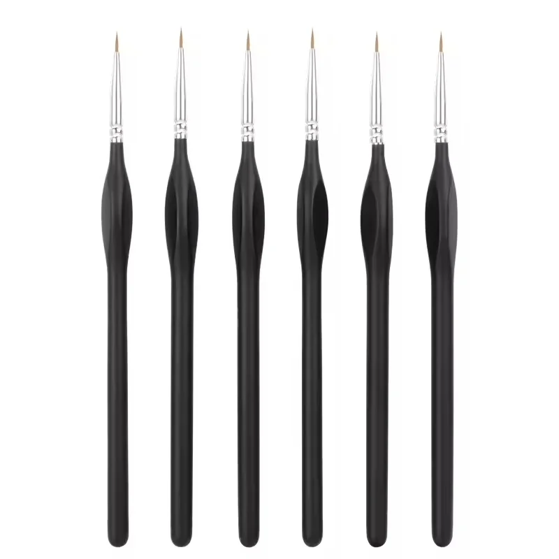 6 Pieces Professional 6mm Fine Detail Paint Brush Miniature Painting Brushes Mini Paints Brush Set For Watercolor Oil Face Nail