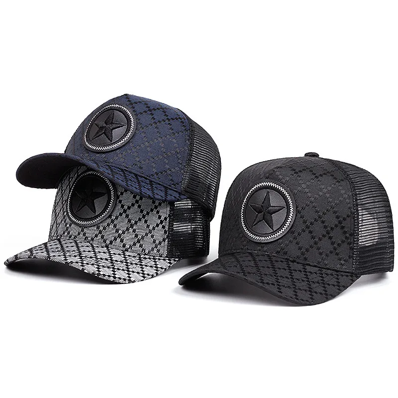 

Flat Brim Trucker Cap Breathable Mesh Baseball Unisex Outdoor Sunshade Hip-Hop Hat Snapback Hat