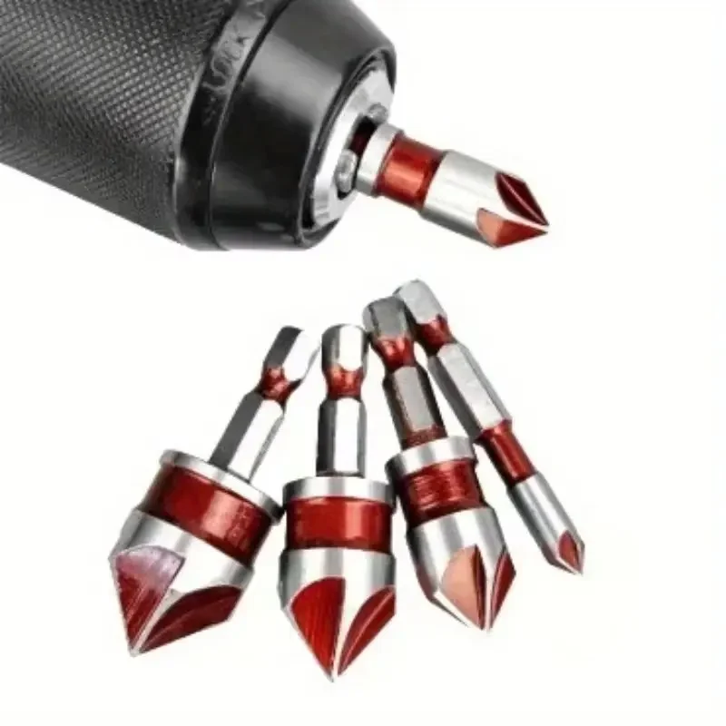 5Pcs High-Speed Steel Countersink Drill Bit Set,  Hex Shanks, Ideal for Metal, Plastic, Wood, PVC & Cement, Durable Multi-Size