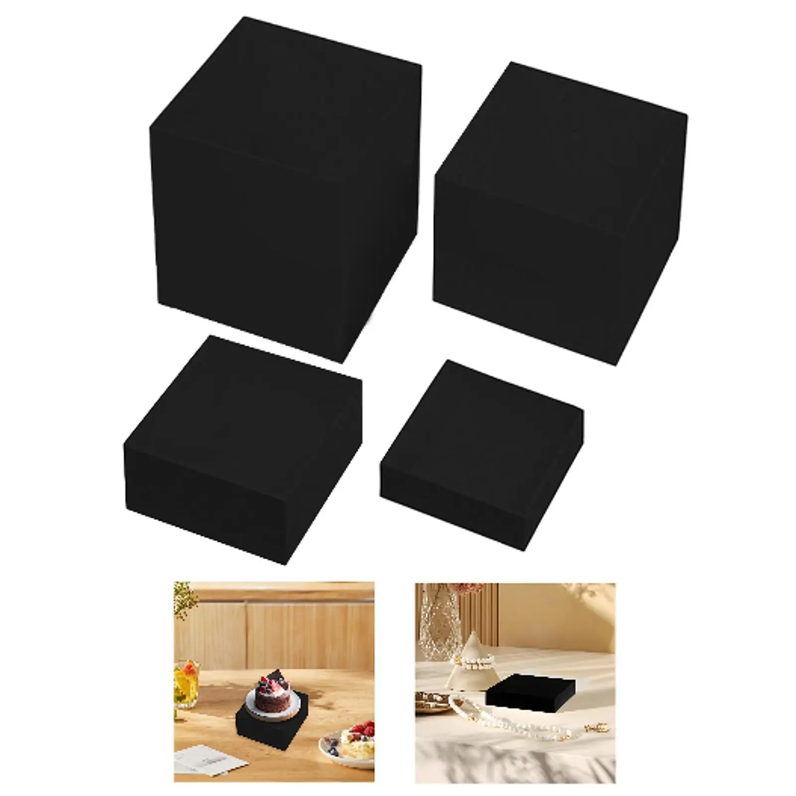 Buffet Riser Black Parties with Hollow bottoms Jewelry Table Versatile Small Figurine Brunch Space Saving Dessert Display Stand