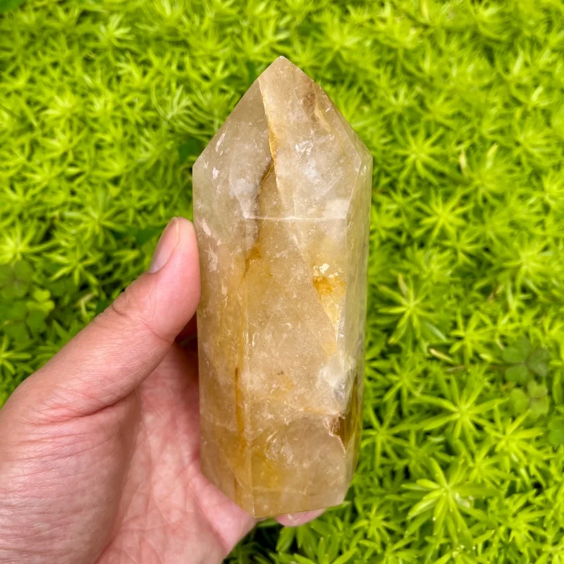 Natural Golden Healer Quartz Tower Energy Healing Crystal Point for Meditation Home Decoration Positive Energy Balance