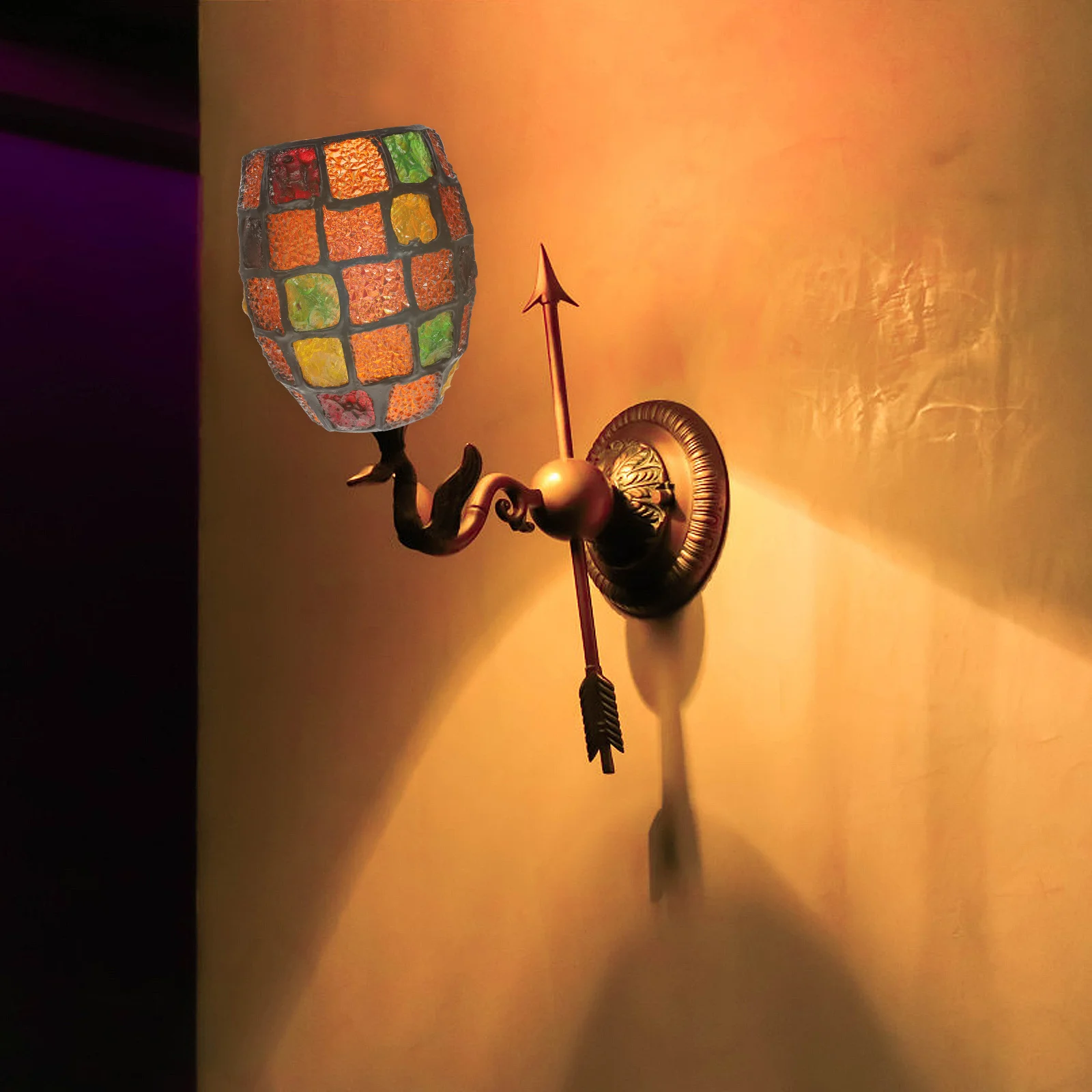 

Decorative Glass Lampshade Small Wall Light Shade Mosaic Design Soften Lights for Indoor Lamp Hallway Bedroom Small Lampshade