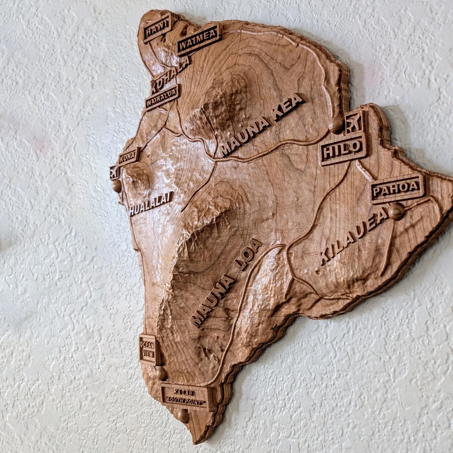 Solid wood Hawaiian Islands topographic wall painting home decoration wood crafts