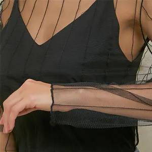 Yeni şeffaf see-through gömlek kadınlar seksi harajuku örgü üstleri net fanila yıldız tabanı üst gömlek kadın clubwear sheertee En iyi 10 giyim ve şeffaflık satışı-no. 10
