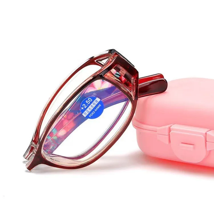 Anti Blue Presbyopic Glasses Magnifying Glass Foldable Color Pc Frame Men's and Women's Portable Elderly Glasses