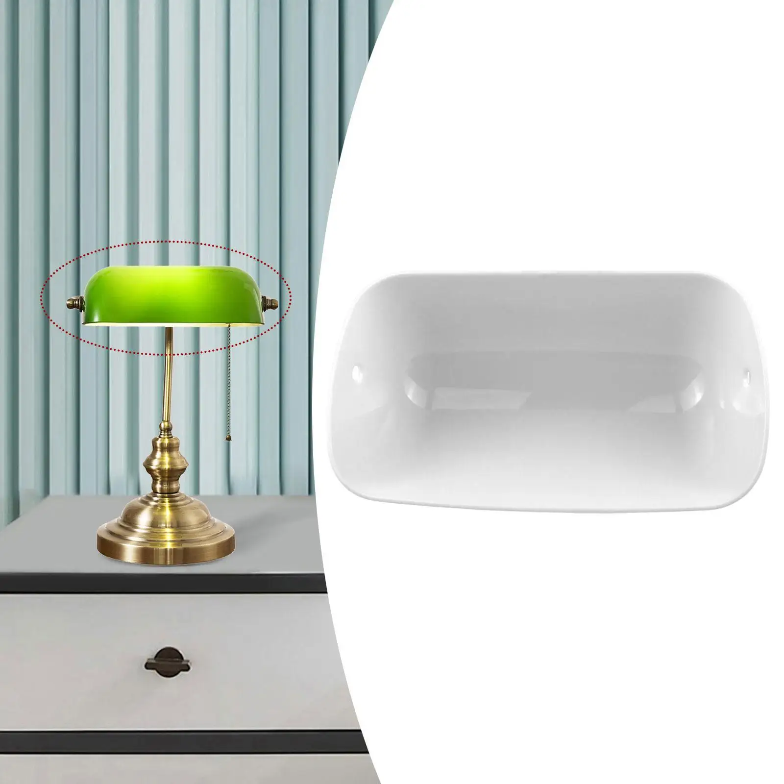 Traditional Bank Light Shade PC Lamp Cover Smooth Rectangular Replacement for Desk Lamp Reading Room Decor