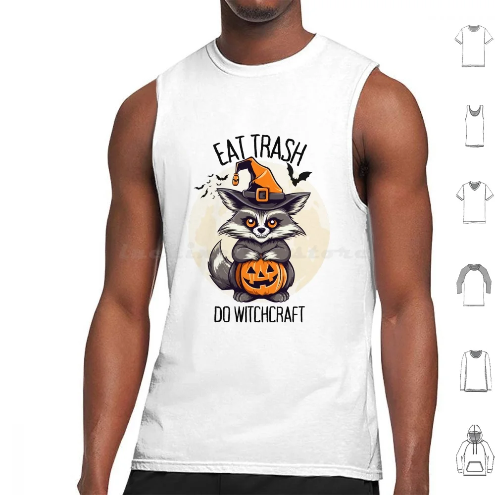 Halloween Racoon Witch Eat Trash Do Tank Tops Print Cotton Halloween Racoon Raccoon Cute Witch Funny Costume Animal