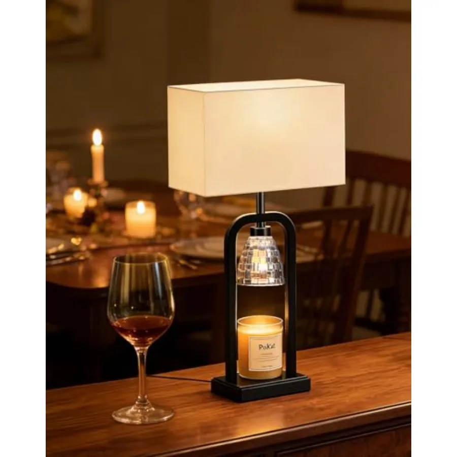 

Lamp Candle Warmer Black, Farmhouse Candle Warmer Lamp with Timer Dimmer, Wax Light Warming Table Lamp for Jar Candles, Bedside
