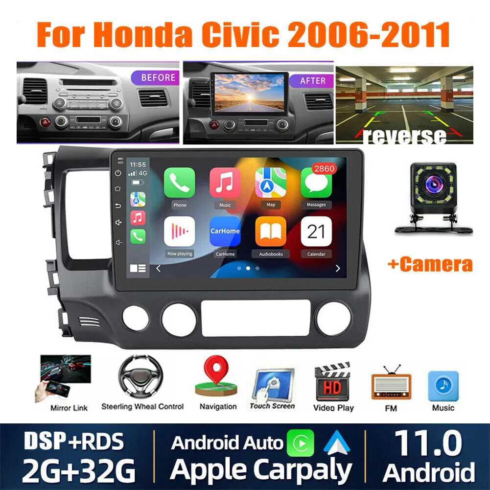 

10 Inch Android 13.0 2G+32GB For Honda Civic 2006-2011 Car GPS Navigation Multimedia Player Radio Tape Recoder Head Unit Carplay