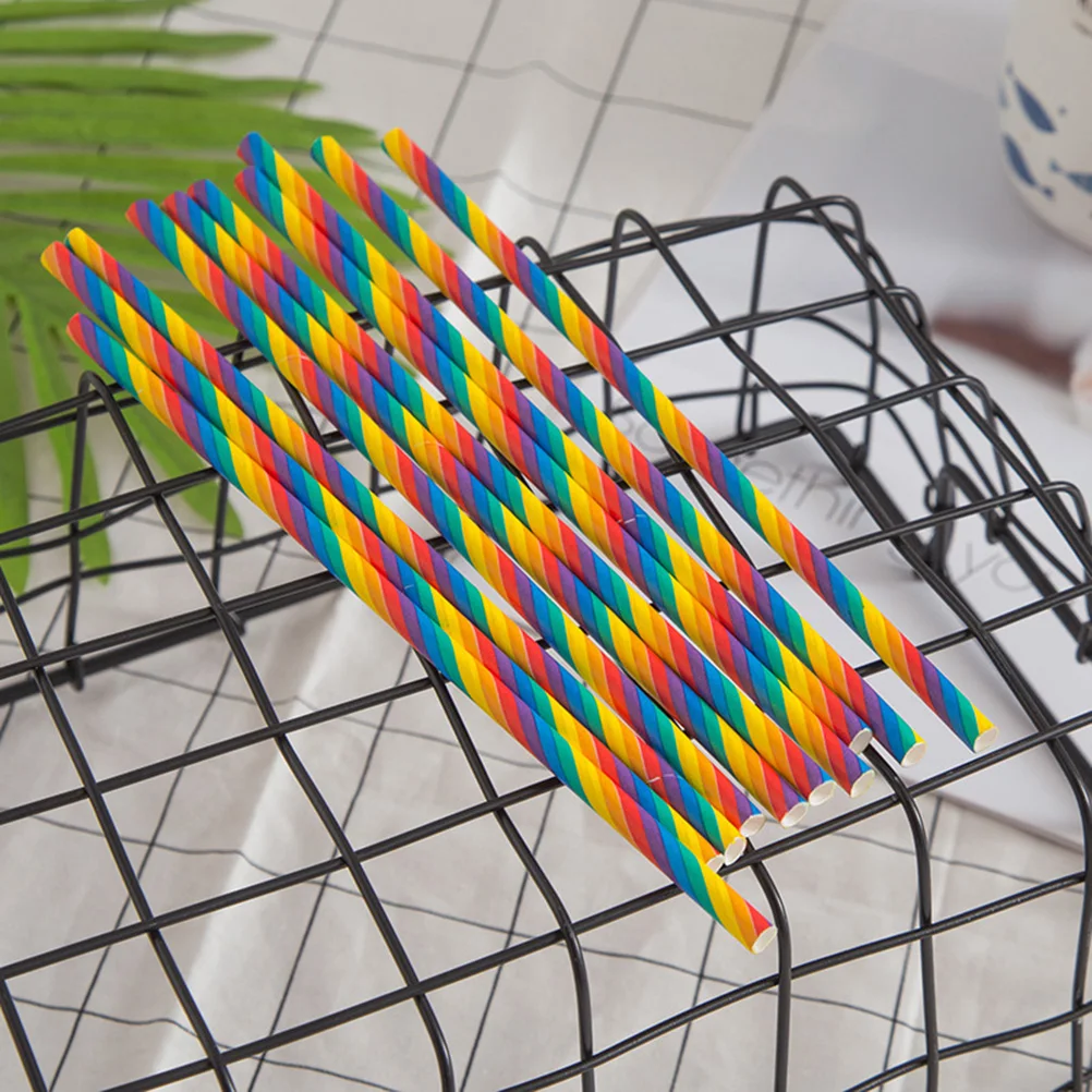 

100pcs Eco Friendly Paper Straws Biodegradable Rainbow Color Durable for Party Wedding Decoration Supplies Drinking Straw