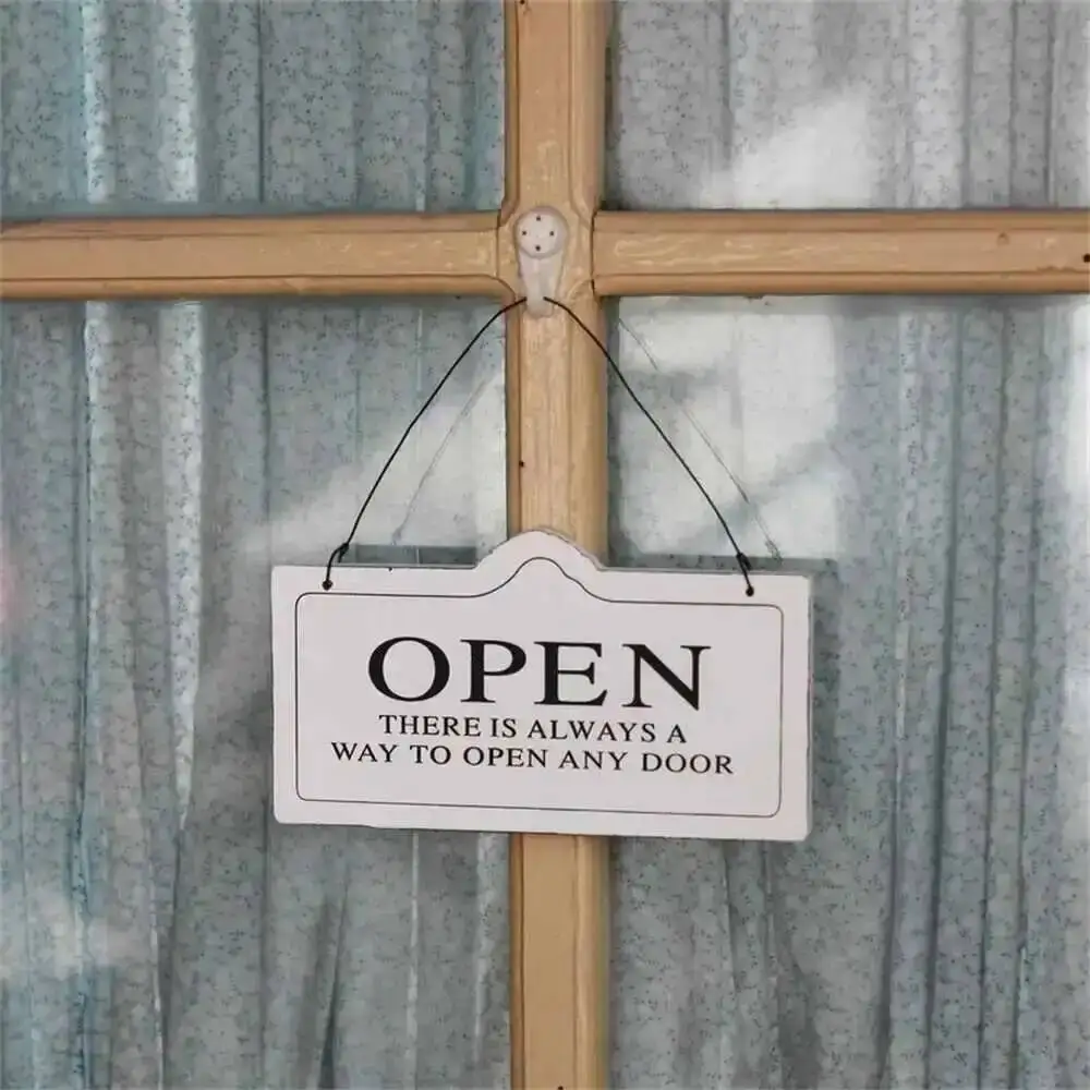 Open&closed Shop Wood Sign Pastoral Style Shop Door Information Hanger Plate Coffee Store Wooden Welcome Board