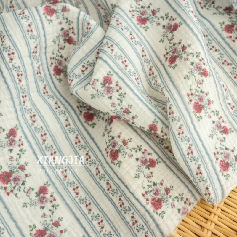 135x50cm Baumwolle Retro Doppellagige Gaze Plissiertes Heimgebrauchs-Lätzchen-Handtuch Decke Schlafkleidung Badetuch Nähstoff – Detail 4