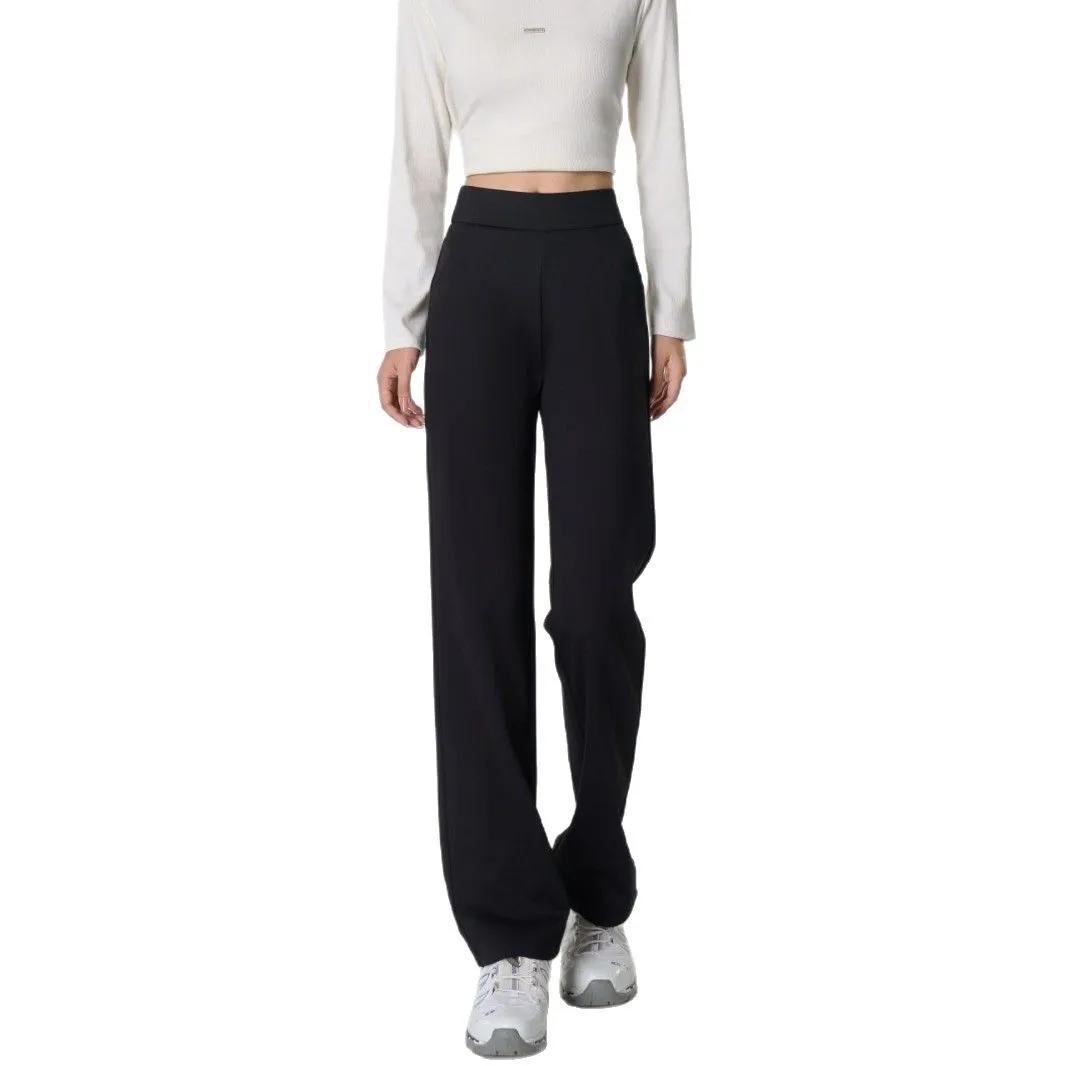 المرأة عالية الخصر واسعة الساق دعوى السراويل ثنيات مستقيم بلا طويل القامة حجم بناطيل كاجوال ربيع 2025 جديد وصول قسط #5