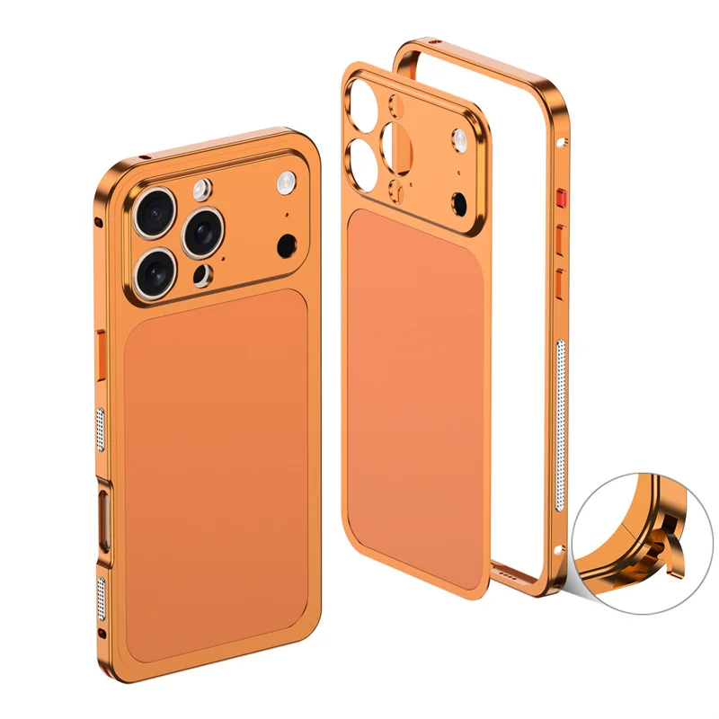 

Luxury Colour Rugged Aluminum Alloy Slim Frame Case For iPhone 17 15 14 13 16 Pro Max Metal Back Sticker Phone Protective Cover