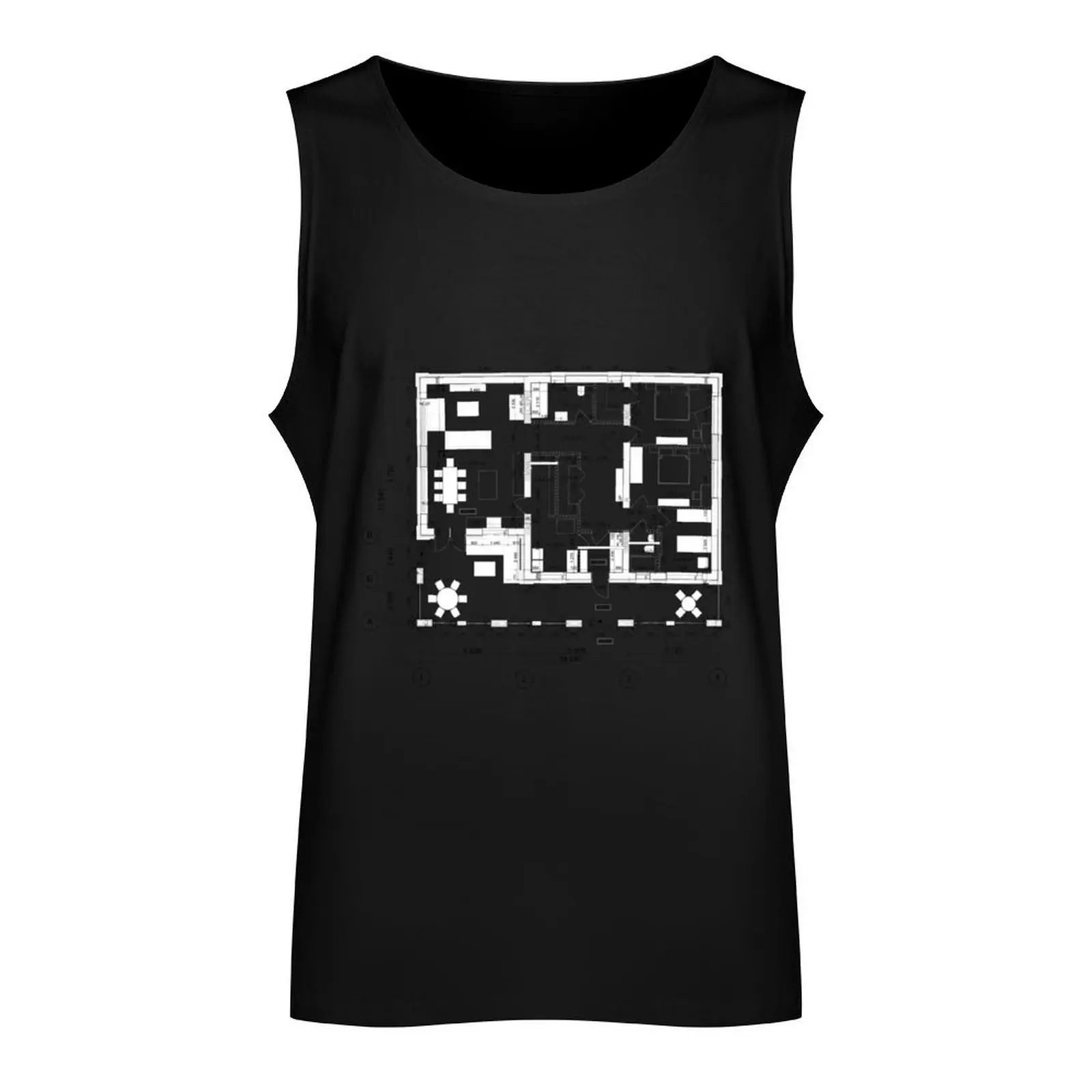 Detailed architectural private house floor plan, apartment layout, blueprint. Vector illustration Tank Top mens clothing men gym