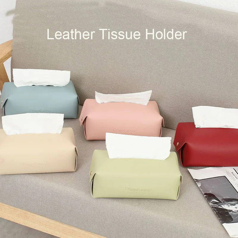 Leather Tissue Box Case Holder Cover Creative Table Napkin Holder Storage Box Handkerchief Tissue Paper Bags Napkin Organizer