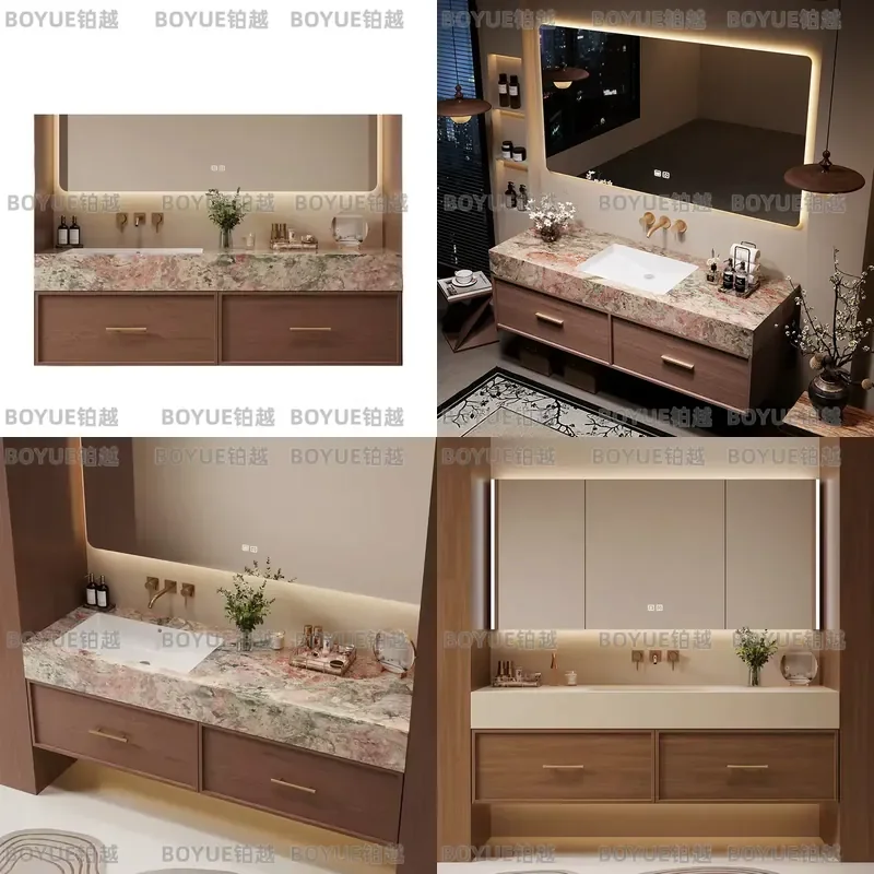 for Four Seasons Pink Green Slate Ceramic Seamless Integrated Basin Bathroom Cabinet Combination Hand Wash Sink Toilet Wash