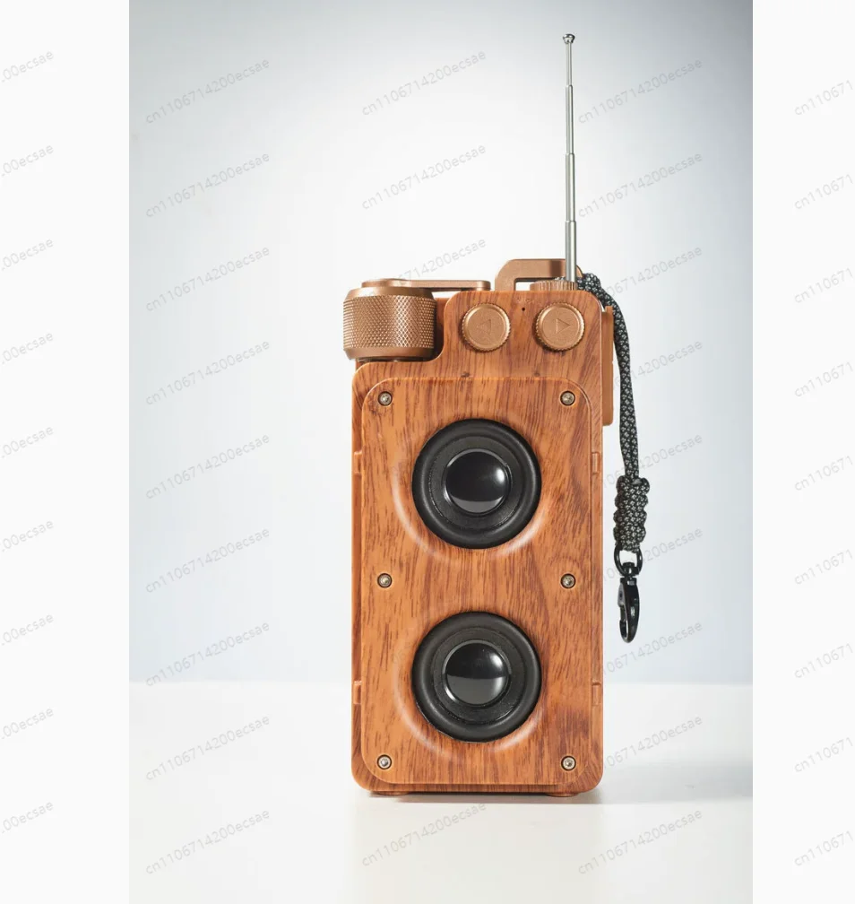 A6 Vintage Retro Bluetooth Speaker, Mini Wireless Subwoofer with FM Radio & Stylish Wood Design for Desktop Computer