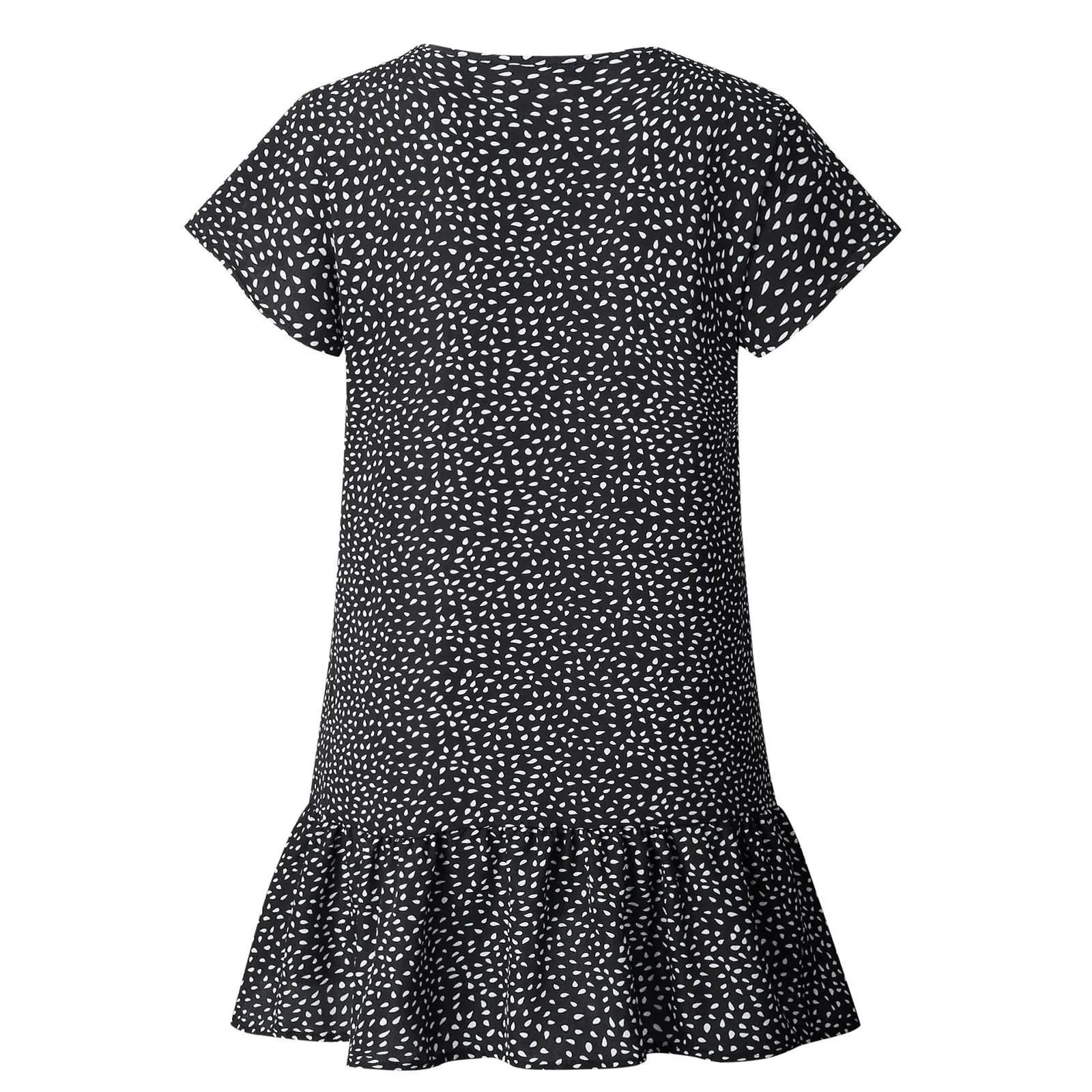 Womens Polka Dot V Neck Button Down Ruffles Loose Short T Casual Women Dress Evening Dresses for Fall Petite Summer Dresses