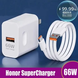Honor 66W EU/US Super Fast Charger 11V 6A Wall Adapter 6A Type C Cable For Honor 70 80 90 Pro 50 60 SE V40 Magic VS2 V5 6Pro