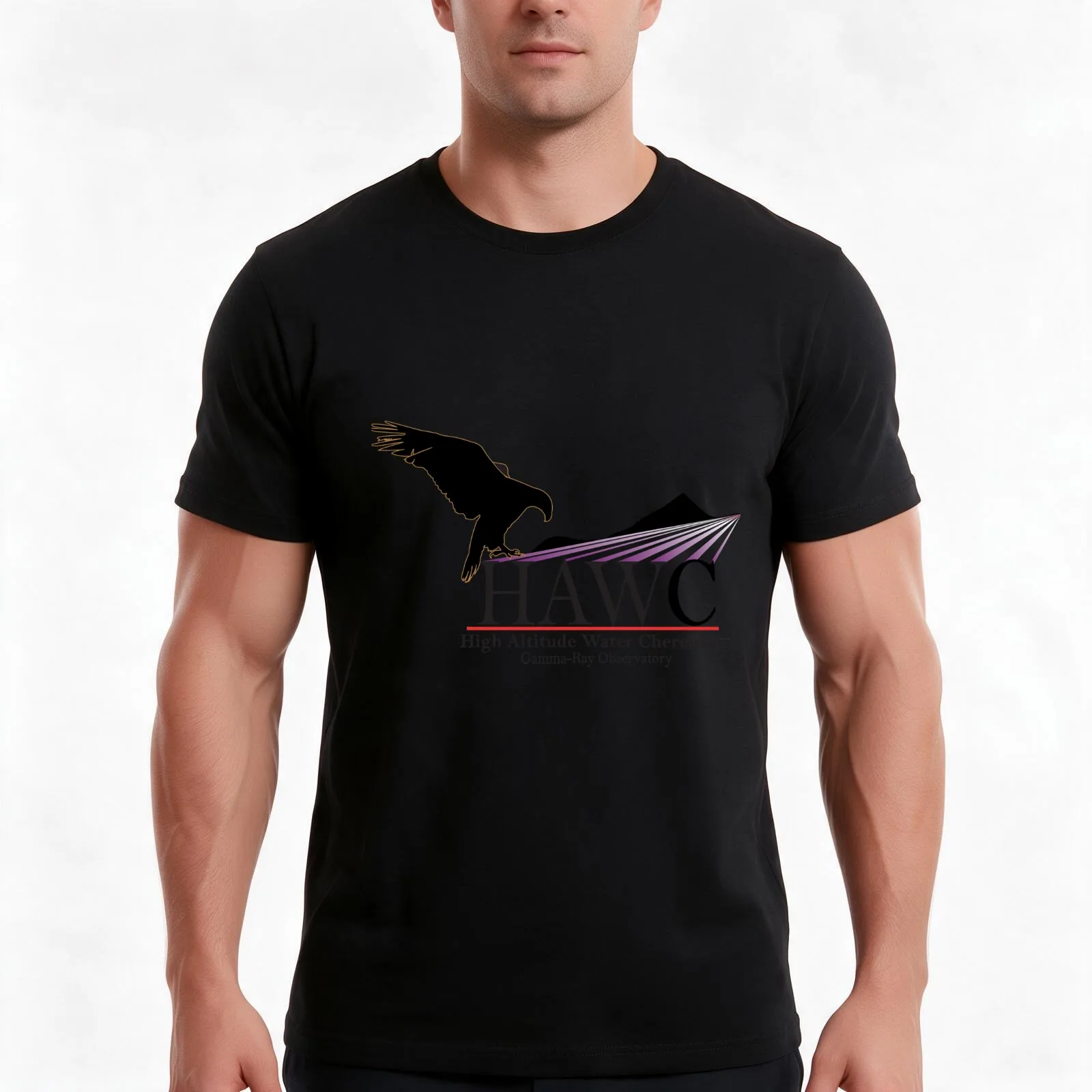 High Altitude Water Cherenkov (HAWC) Logo T-Shirt, Summer Casual Cotton Tee, Oversized Streetwear Tops, Vintage Graphic Print