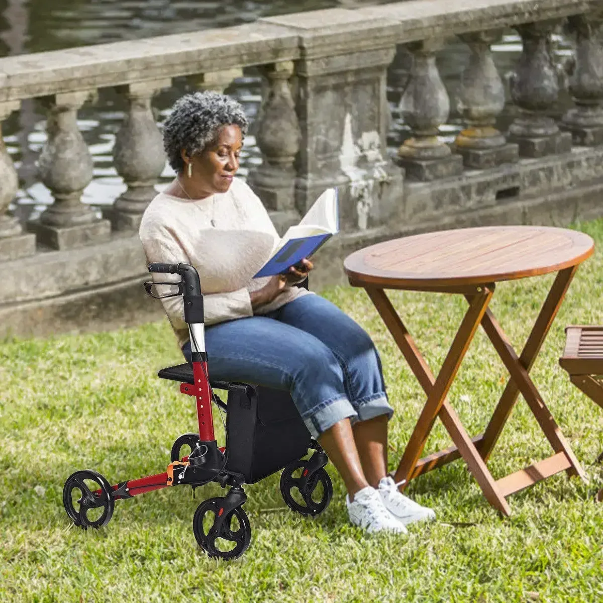 Senior High Quality Aluminium Durable Adjustable Adult Rollator Walker For Elderly