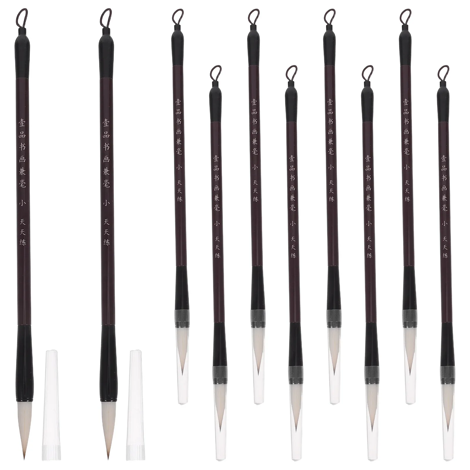 10Pcs Chinese Calligraphy Brush Set Smooth Writing Experience Stable Solid Wood Handle Versatile for Calligraphy Painting