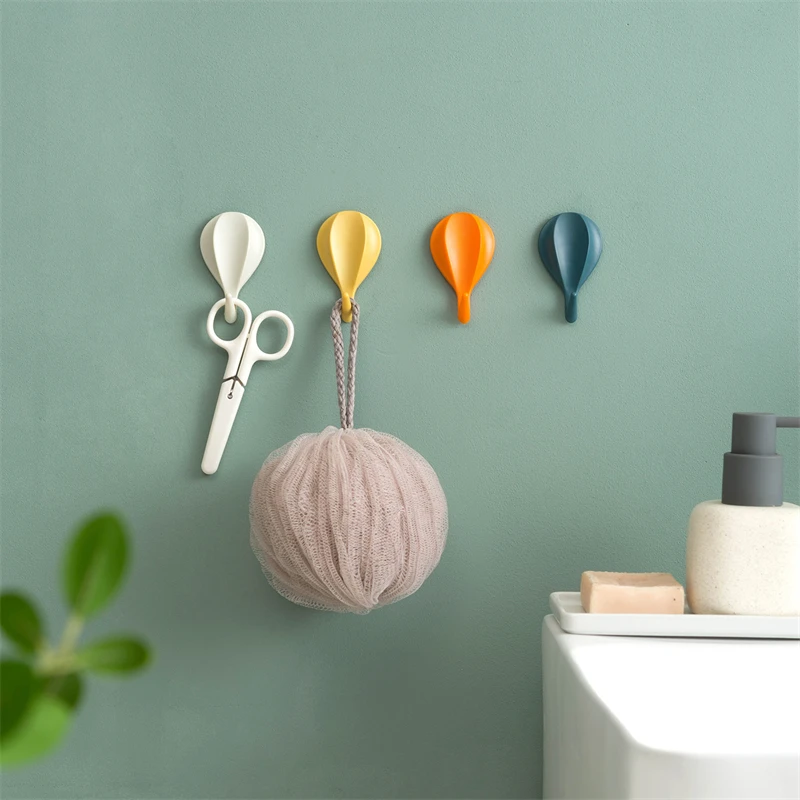 8pcs Hot Air Balloon Wall Hooks Clothes Towel Mask Hanger Self-adhesive Bathroom Kitchen Hook Keys Organizer Holder Home Decor