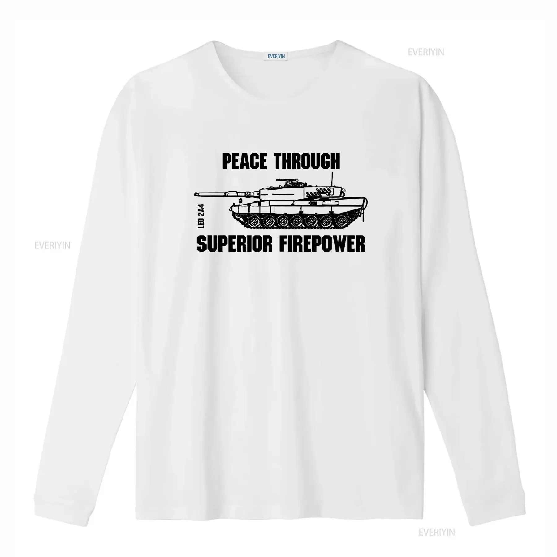 Leo 2A4 Peace through Superior Firepower Leopard Tank Black and White T Shirt for Men 17688 vintage Washed streetwear Casual