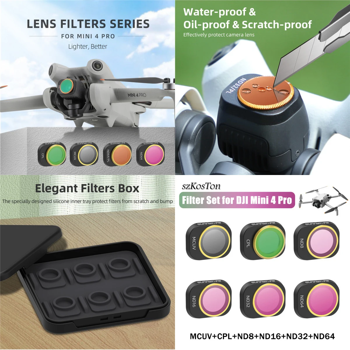 Filterset für DJI Lito X1/Neo 2/Mini 5 Pro/Mini 4 Pro/Filp ND MCUV CPL Filter Blendschutz Optisches Glas Linsenzubehör – Detail 4