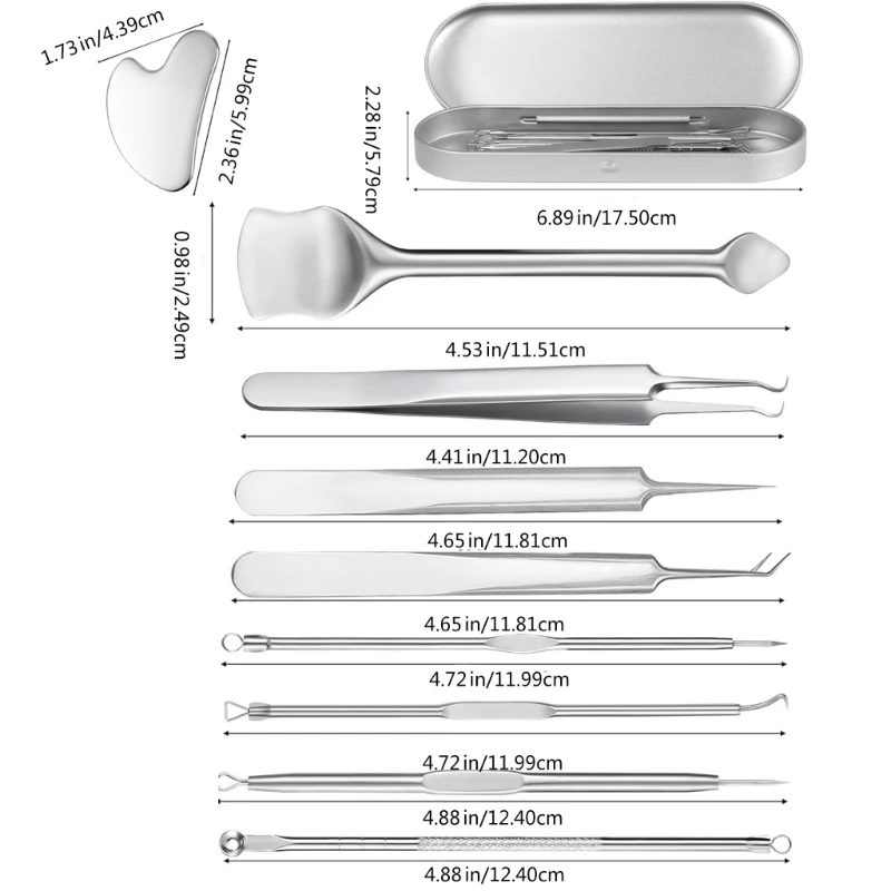 Stainless Steel Blackhead Remover Comedone Squeezer Set Blackhead Extractions Tool Pimple Squeezing Tool for Face Clean