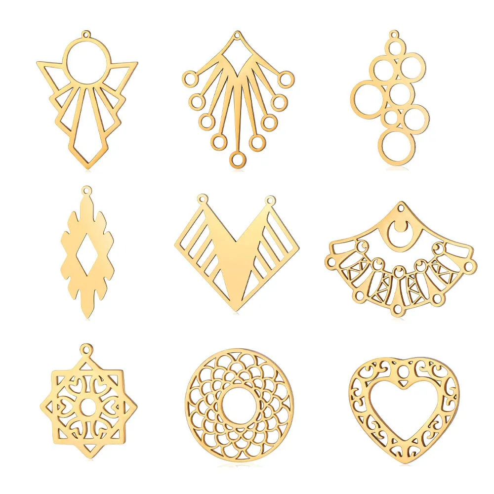 10pcs/lot Stainless Steel Triangle DIY Charm Pendant Wholesale Geometry Heart Jewelry Findings Necklace Making Top Quality