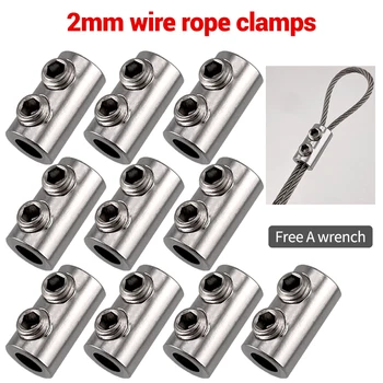 10 adet için 1.5/2mm çelik tel kablo kelepçe çift delik Metal bakır klipler paslanmaz çelik halat sapan araçları sabitleme aksesuarları