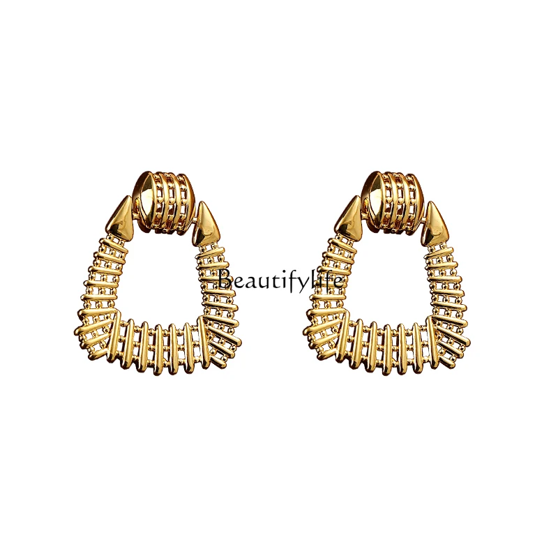 European and American Metal Hollow Earrings for Women, Super Personality Fashion, 18K