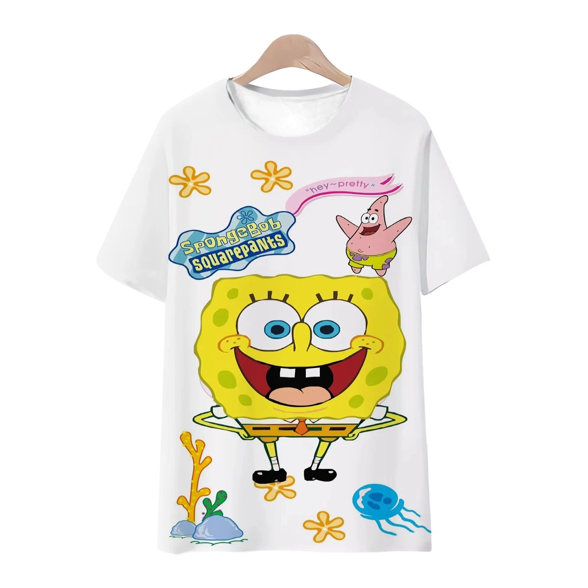 SpongeBob SquarePants Big Star 3D Printed Trendy Fashion Personalized Cartoon Children's Parent Child T-shirt