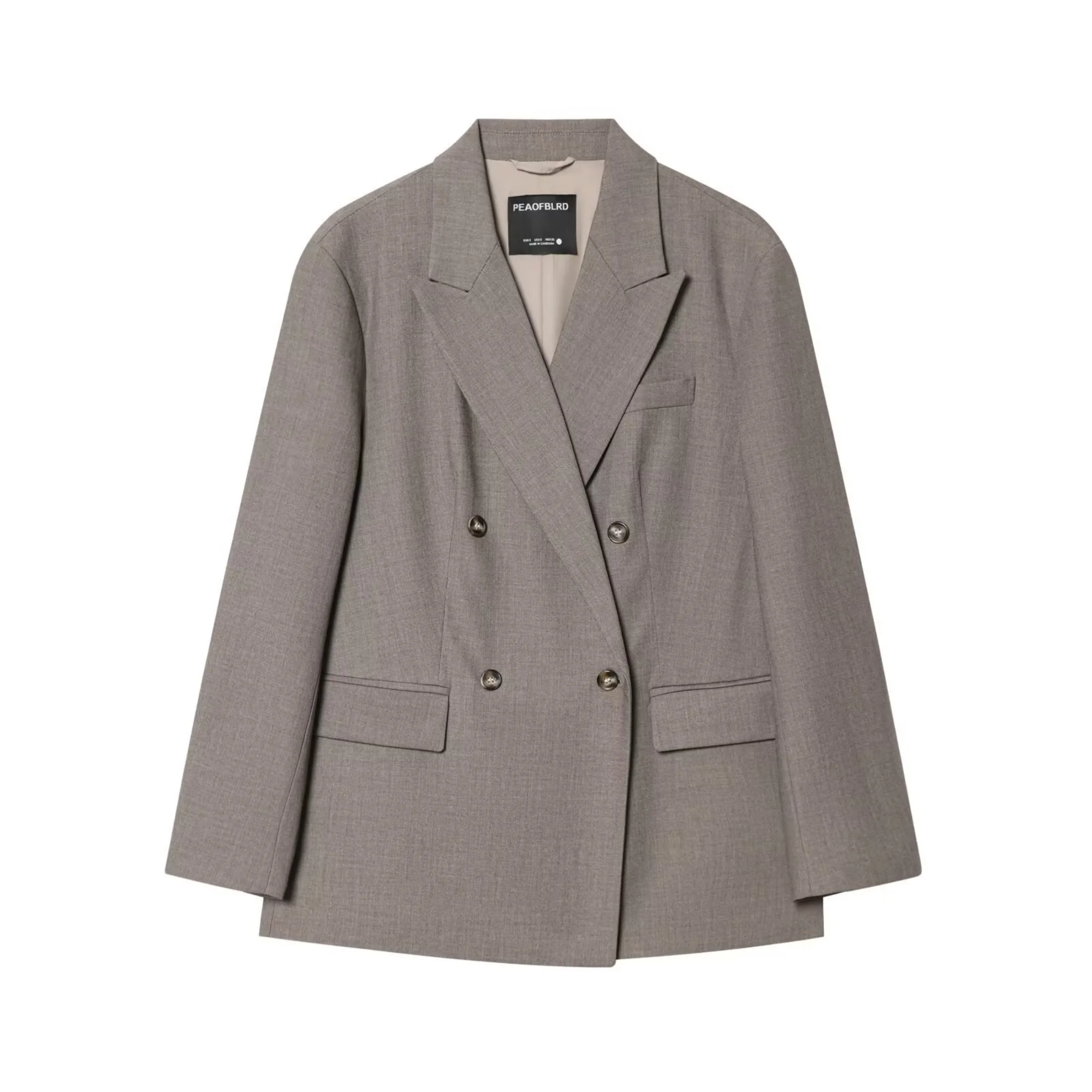 Feminino casual sólido terno calças compridas define ou moda feminina duplo breasted lapela blazers casaco ou senhora chique calças de perna larga