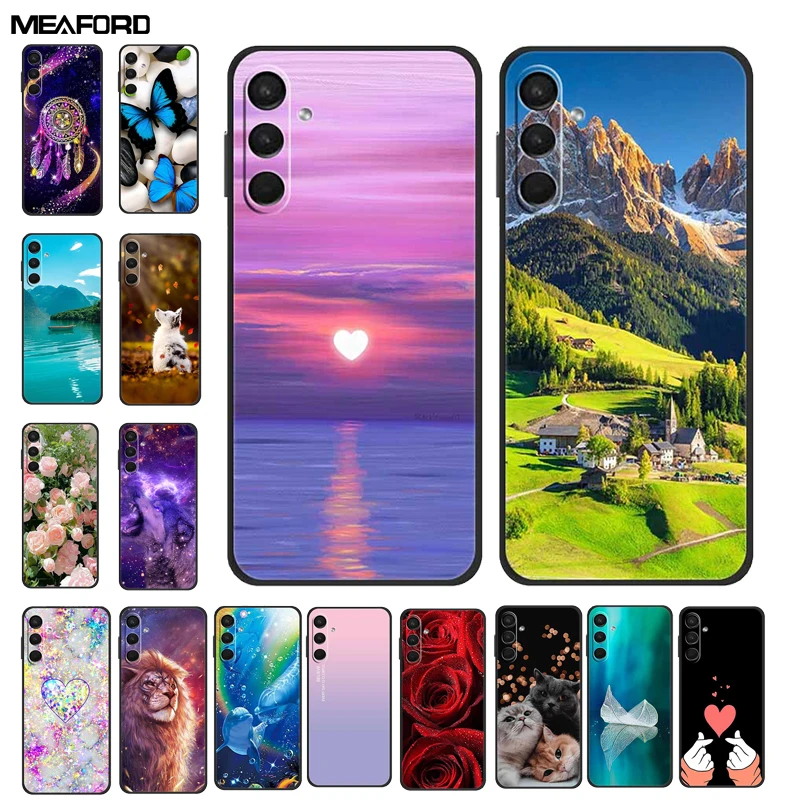 For Samsung A24 Cases A14 A24 A54 A34 5G Lovely Painted Cat Soft TPU Silicon Cover For Samsung Galaxy A54 5G Cover A 24 Bag