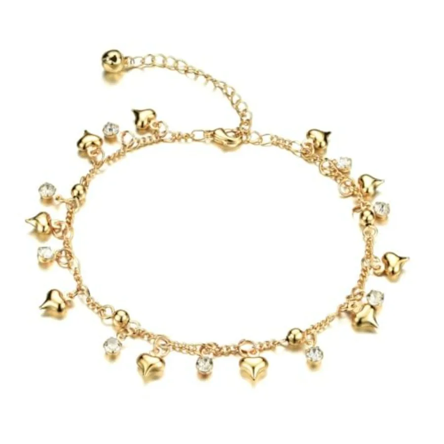 

Heart Ankle Bracelet For Women Gold Adjustable Beach Chain Anklet Feet Jewelry